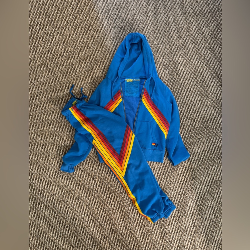 *set* Aviator Nation Mountain Stitch Chevron // ocean // XS